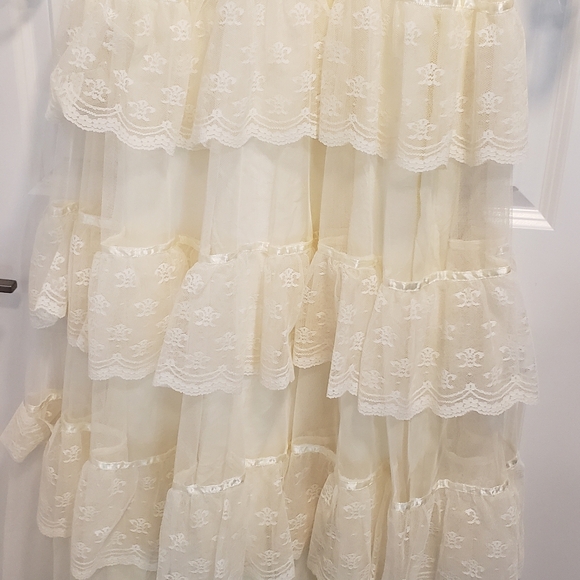 Vintage Dress Prairie Lace 1970s 1980 Union Made USA Nylon Fabric XS - Picture 2 of 11